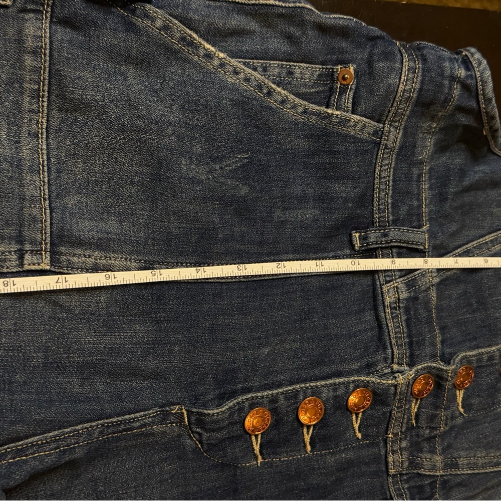 Anthropologie Pilcro Denim Short Overalls Romper Button Front Size 27 - Picture 5 of 6